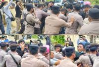 Massa Aksi Koalisi Masyarakat Peduli Konawe Utara (Kompak) mendesak Polres Konut Hentikan Aktivitas Perambahan Hutan di Blok Mandiodo. Rabu (23/03/2022). 