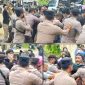 Massa Aksi Koalisi Masyarakat Peduli Konawe Utara (Kompak) mendesak Polres Konut Hentikan Aktivitas Perambahan Hutan di Blok Mandiodo. Rabu (23/03/2022). 
