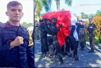 Upacara Pelepasan Jenazah Almarhum Ipda Imam Agus Husein. Selasa pagi (12/04/2022). (*Ist) 