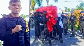 Upacara Pelepasan Jenazah Almarhum Ipda Imam Agus Husein. Selasa pagi (12/04/2022). (*Ist) 