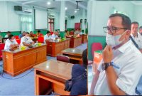 Doni Manurung Asisten Personalia Kebun (APK)  Unit Bangun menjelaskan kepada awak media ini di Kantor DPRD Pematang Siantar Soal Keaktifan HGU. Senin (23/05/2022). (*S. Hadi Purba). 