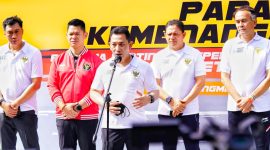Kapolri, Jenderal Listyo Sigit Prabowo memberikan sambutan parade kemenangan sea games 2022. (*Ist) 