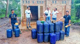 Polres Lamtim berhasil mengamankan Barang bukti 35 Jerigen yang berisikan 1.190 liter solar bersubsidi. (*Ist) 