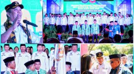 Ruksamin menyampaikan harapan kepada pengurus apdesi konut periode 2022-2027, terus berinovasi membangunan desa. Aula Konasara, Kelurahan Wanggudu, Kamis (04/08/2022). (*Ist) 