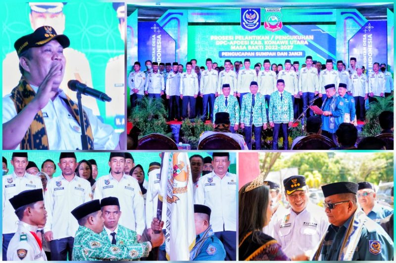 Ruksamin menyampaikan harapan kepada pengurus apdesi konut periode 2022-2027, terus berinovasi membangunan desa. Aula Konasara, Kelurahan Wanggudu, Kamis (04/08/2022). (*Ist) 