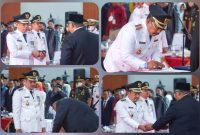 Gubernur Sultra Melantik Tiga Pejabat Bupati Dan Wabup Koltim di Aula Bahteramas Kantor Gubernur Sultra, Rabu (24/08/2022). (*Ist) 