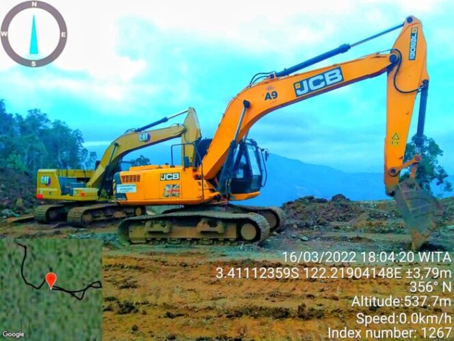 Titik koordinat aktivitas dugaan illegal mining PT Bintang Mining Indonesia (BMI) di blok morombo. (*Doc. Ist) 