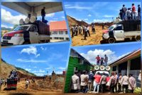 Puluhan massa aksi tergabung dalam konsorsium masyarakat untuk keadilan mendesak pemerintah hentikan aktivitas pertambangan PT BNN di Andowia. (*Ist) 