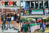 Aksi demonstrasi massa yang mendesak KPK RI untuk mengusut dugaan korupsi Gubernur Sulawesi Tenggara di Gedung KPK RI, Kuningan, Jakarta Selatan, Senin (19/9/2022). (*Ist) 