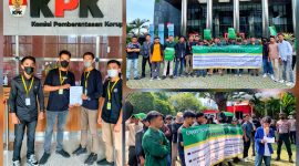 Aksi demonstrasi massa yang mendesak KPK RI untuk mengusut dugaan korupsi Gubernur Sulawesi Tenggara di Gedung KPK RI, Kuningan, Jakarta Selatan, Senin (19/9/2022). (*Ist) 