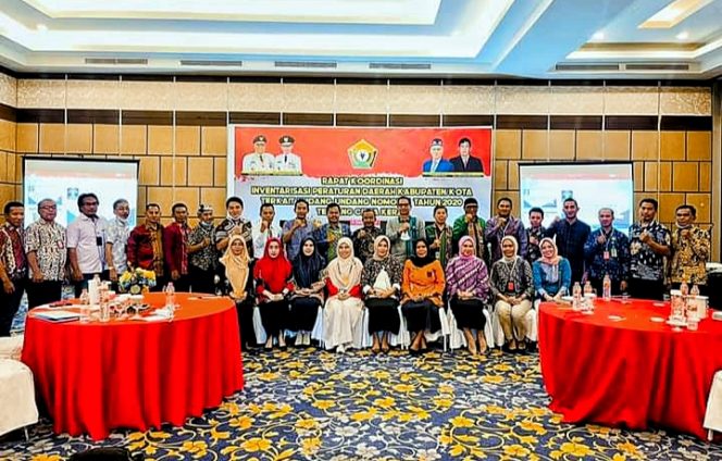 Pemprov Sultra gelar rapat koordinasi inventarisasi Peraturan Daerah Kabupaten/Kota sebagai salah satu bentuk pembinaan dan pengawasan terhadap pelaksanaan Undang-Undang Nomor 11 Tahun 2020. (*Ist) 
