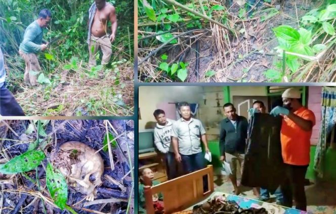 Olah TKP penemuan tengkorak dan kerangka manusia di Perladangan Sunariun Bah Takkolan, Dusun Amborokan, Desa Panei Raya, Kecamatan Raya Kahean, Sabtu (24/9/2022). (*Ist) 
