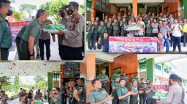 Kapolres Simalungun dan Kapolres Kota Pematang Siantar serta anggotanya datang memberikan kejutan Ulang Tahun ke Markas Korem 022/Pantai Timur. Rabu (06/10/2022). (*Ist) 