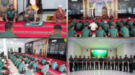 Korem 022/Pantai Timur melaksanakan doa bersama di Masjid Asy Suhada dan Aula Pantai Timur, Jalan Asahan Km 3,5 Nagori Siantar Estate Kecamatan Siantar Kabupaten Simalungun, Rabu (05/10/2022). (*Ist) 