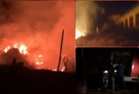 Dinas Pemadam Kebakaran dan Penyelamatan Konut berhasil padamkan api di dekat Gedung SMPN 2 Asera, Kelurahan Wanggudu, Kecamatan Asera. Minggu malam (02/10/2022). (*Ist) 