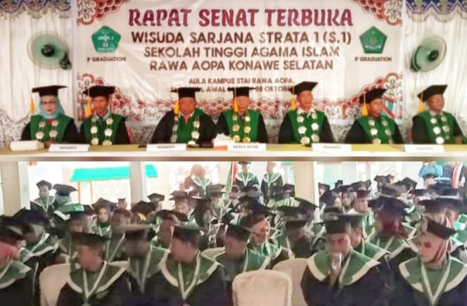 STAI Rawa Aopa cetak 183 Alumni, Wisuda Ke II di Desa Lamooso, Kecamatan Angata, Sabtu (08/10/2022). (*Ist) 