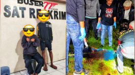 Satreskrim Polresta Kendari Olah TKP korban Alimun (27) berlumuran darah di sebuah lahan kosong di Jalan Pembangunan, Kelurahan Sodoha, Kecamatan Kendari Barat, Kota Kendari, Sulawesi Tenggara. Selasa, (11/10/2022). (*Ist) 