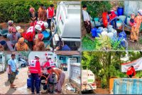 PMI Pasuruan distribusikan air bersih ke masyarakat Desa Klakah, Sibon dan Mangguan. Rabu (26/10/2022). (*Ist) 