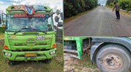 Satlantas Polres Konsel mengamankan mobil truk tronton bernomor polisi DT 9342 UF yang dikendarai MA. (*Ist) 