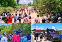 Aksi Demonstrasi masyarakat lengora tuntut pengembalian tanah ulayat ke PT BMR. (*Ist) 