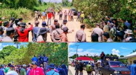 Aksi Demonstrasi masyarakat lengora tuntut pengembalian tanah ulayat ke PT BMR. (*Ist) 
