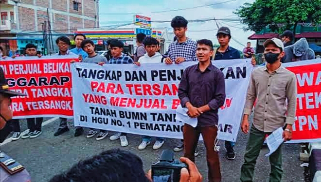 Aliansi Mahasiswa Sumatera Utara meminta Polda Sumut untuk menangkap mafia tanah negara PTPN III, Kebun Bangun Siantar inisial 'JS'. (*Ist) 