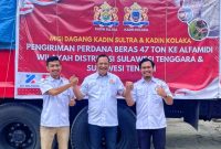 47 ton beras lokal disalurkan ke toko Alfamidi wilayah distribusi Sulawesi Tenggara dan Sulawesi Tengah. (*Ist) 