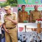 Bupati Konut, Dr Ruksamin bersama Wakil Bupati, H Abuhaera menyambut Direktur Poltekkes Kemenkes, Teguh Fathurrahmat, bersama 451 Mahasiswa PKLT di Aula Anawai Ngguluri, Kelurahan Wanggudu, Kecamatan Asera, Senin (20/2/2023). (*Ist) 