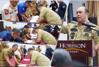Bupati Konut, Dr. Ir. H. Ruksamin, ST.,M.Si.,IPU.,ASEAN.,Eng, bersama Wakil Bupati (Wabup), H. Abuhaera, S.Sos., M.Si., menyaksikan perjanjian penandatanganan kinerja Kepala OPD. (*Ist) 