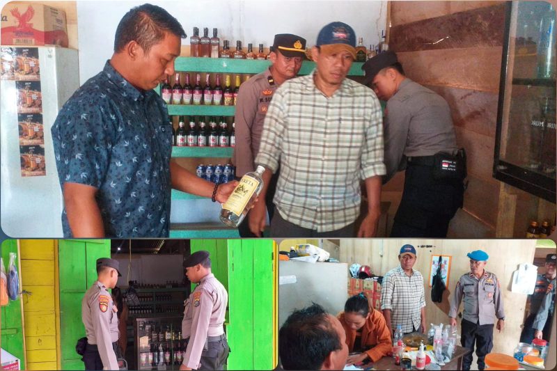 Personil gabungan berhasil mengamankan Miras di salah satu warung. Kamis (2/3/2023). (*Ist) 