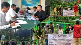 Massa Aksi kembali mendesak KLHK RI dan Mabes Polri segera Proses Hukum Dirut PT TMM. Rabu, (08/03/2023). (*Ist) 