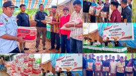 Subdit 4 Tipidter Ditreskrimsus Polda Sultra berbagi sembako kepada masyarakat Desa Puusuli dan Desa Tapuwatu. Senin, (26 Juni 2023). (*Ist)