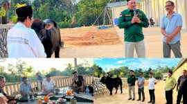 H. Ruksamin menyalurkan satu ekor sapi kurban di Pondok Pesantren (Ponpes) Hafidz Baitul Qur’an Al Askar Andunohu, Kendari, Rabu (28/6/2023). (*Ist)