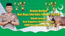 Kapolres Konut, AKBP Priyo Utomo menyerahkan 1 ekor sapi qurban 1444 H/2023 M. (*Ist)