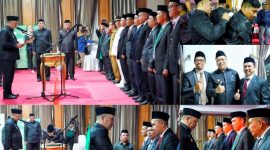 Bupati Konawe Utara, H. Ruksamin, mengambil sumpah jabatan JPTP di Aula Kantor Bupati Konut, Senin, (03/06/2023). (*Ist)