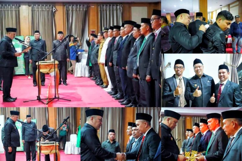 Bupati Konawe Utara, H. Ruksamin, mengambil sumpah jabatan JPTP di Aula Kantor Bupati Konut, Senin, (03/06/2023). (*Ist)