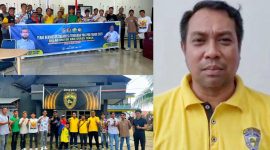 Muchtar Syahrir (Kanan), KONI Sultra melepas kontingen balap motor Sultra ke ajang Pra PON Sirkuit Sentul, Jawa Barat. (*Ist)