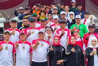Bupati dan Wakil Bupati Konut, H. Ruksamin-H. Abuhaera, Sekda Konut, Ketua DPRD Konut bersama Forkopimda berpose bersama usai pembukaan Porseni HUT Ke 78 Tahun, Wanggudu. Kamis, (10/08/2023). (*Rul)