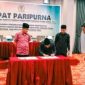 Penandatanganan Nota Kesepahaman MoU antara DPRD dan Pemkab Konut tentang KUA-PPAS Tahun Anggaran 2024, di salah satu hotel di Kota Kendari, Rabu (02/08/2023). (*Ist)