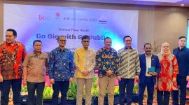 Wakil Ketua Umum Kadin Sultra, Sastra Alamsyah menghadiri Work shop pasar modal dengan tema GO BIG WITH GO PUBLIC, Kamis 24 Agustus 2023. (**)