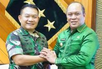 Ruksamin Audiensi dengan Kasad Jenderal TNI dr. Dudung Abdurachman, terkait pembangunan skuadron lapangan terbang. Jakarta, Selasa (3/10/2023).
