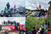 Aksi demontrasi Jangkar Sultra mendesak Mendagri Evaluasi Kinerja Pj Gubernur Sultra. Sabtu, 28 Oktober 2023.