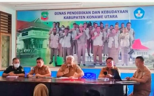 Dikbud Konut gelar rapat terpadu di Aula Kantor Dikbud Konut, Senin (27/3/2023).
