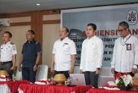 Bupati Konawe Utara, H. Ruksamin bersama Tim Direktorat Koordinator Supervisi (Korsup) Wilayah 4 KPK RI audiensi dan Rakor pencegahan korupsi, di Aula Anawai Nguluri, Kantor Bupati Konut, (01/11/2023).