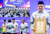 puncak peringatan HUT ke-78 PGRI dan Hari Guru Nasional Tahun 2023 di Britama Arena, Mahaka Square, Jakarta Utara, Sabtu (25/11/2023). 