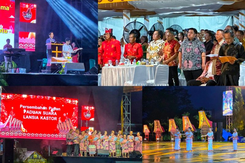 Perayaan Natal 2023 di Pelataran Tugu Persatuan Kota Kendari berlangsung khidmat, Rabu (27/12/2023).