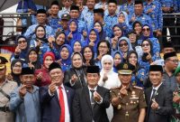 Foto bersama Bupati dan Wakil Bupati Konut bersama Forkopimda pada Pelaksanaan Hardiknas tahun 2023 Pemkab Konut berlangsung Khidmat.