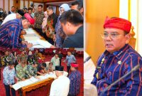 58 Pimti, masing - masing Sekda Provinsi Sulawesi Tenggara menandatangani Perjanjian kinerja dan Pakta Integritas bertempat di Ruang Pola Kantor Gubernur Sultra, Jumat (23/02/24). (*Ist)
