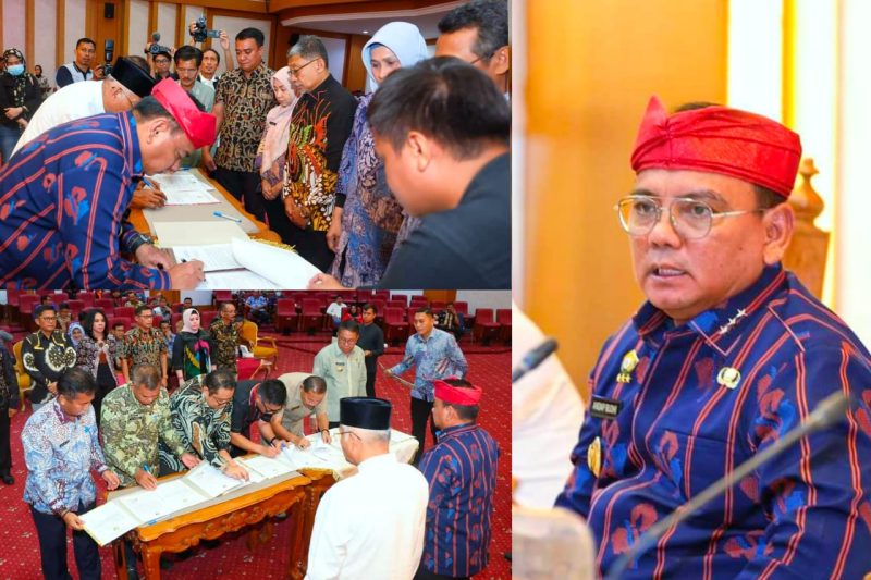 58 Pimti, masing - masing Sekda Provinsi Sulawesi Tenggara menandatangani Perjanjian kinerja dan Pakta Integritas bertempat di Ruang Pola Kantor Gubernur Sultra, Jumat (23/02/24). (*Ist)