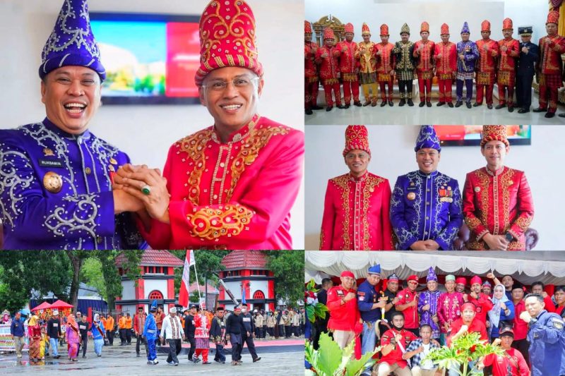 Bupati Konawe Utara, H. Ruksamin bersama Sekda Provinsi Sultra, Bupati Koltim hadiri perayaan HUT Kabupaten Kolaka Ke-74 Tahun di alun-alun Universitas 19 November Kolaka. Kamis, (28 Februari 2024).